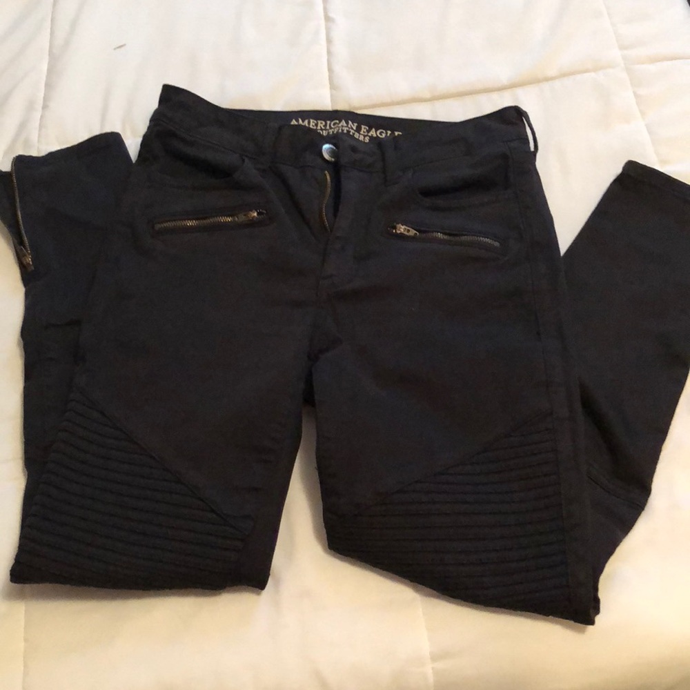 American Eagle High-Rise Jegging Black Moto Style